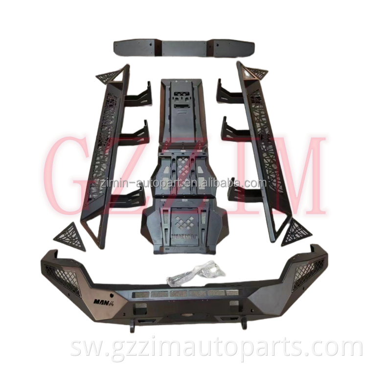 Chuma cha pua nzima seti ya skid sahani upande hatua bumper nyuma winch Holdershock absorber kinga ya tundra 2022